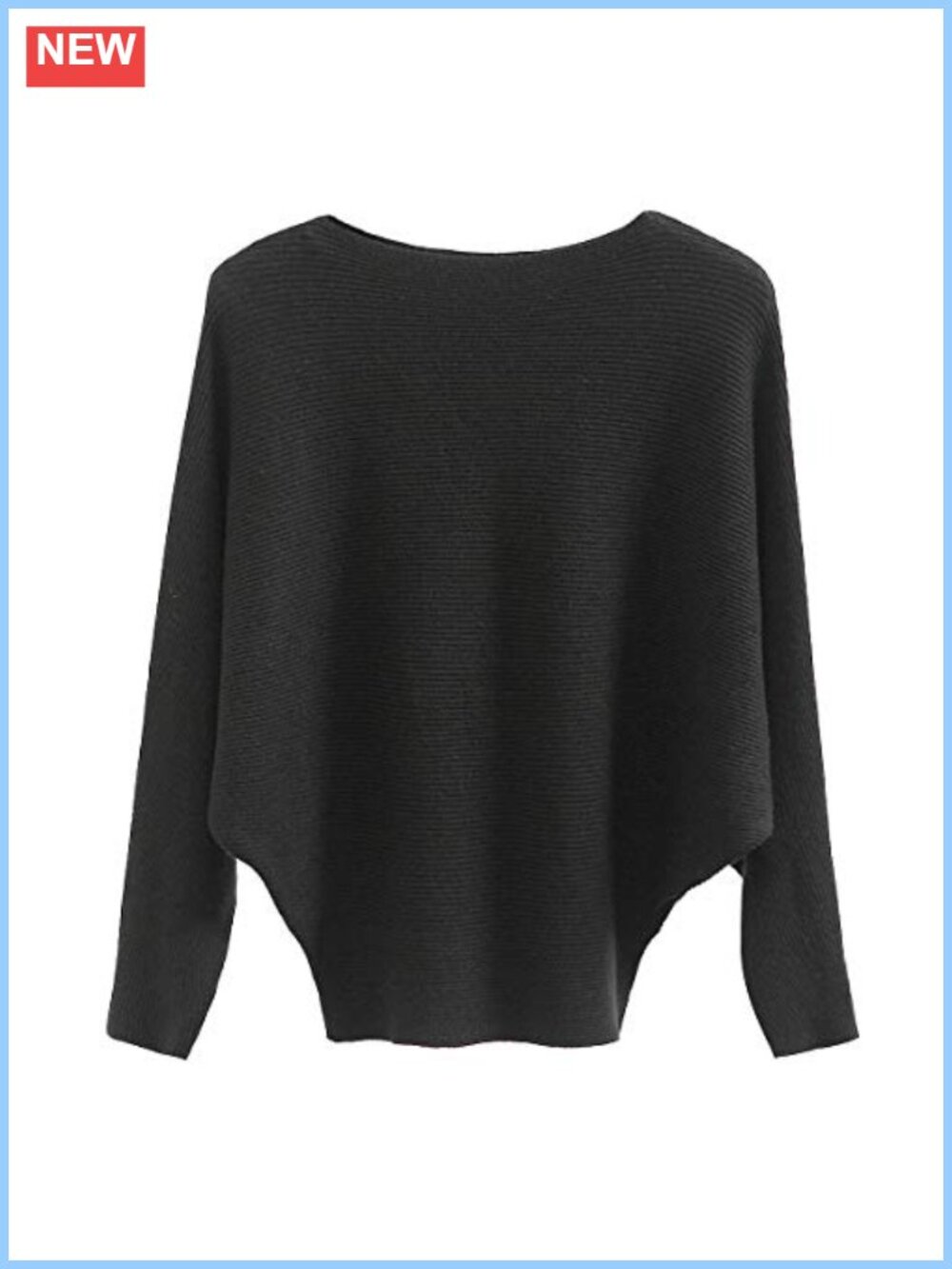 Oversized Boat Neck Batwing Sleeve Ribbed Knit Pullover Sweater